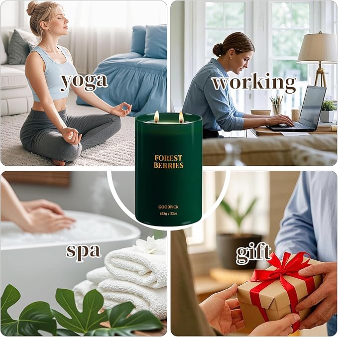 Goodpick Forest Berries Candles, Scented Candles for Home, 22oz Soy Wax, Long Burning 120hrs, Juicy Fruity Living Room Gift