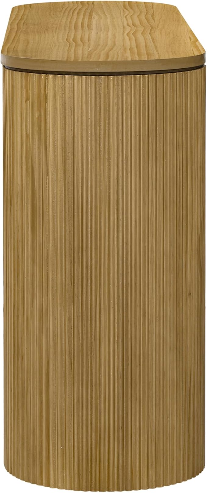 Modern Curved Console Table 59.2-Inch Fluted Entryway Sofa Table for Living Room Entrance Hallway Furniture, Natural