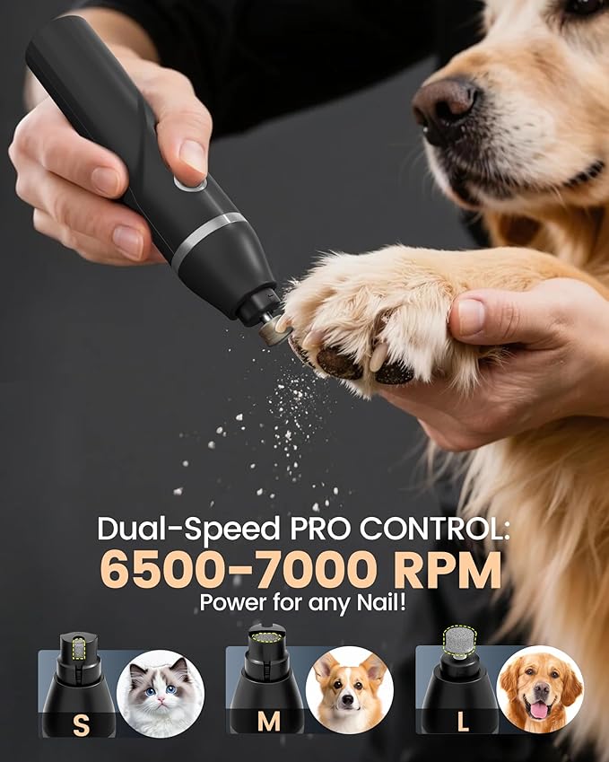 4 in 1 Dog Clippers for Grooming Thick Hair, 2000mAh Heavy Duty Dog Grooming Kit, 2-Speed Low Noise Dog Paw Trimmer with Nail Grinder for Body, Paws, Nail, Face, Ears, Legs