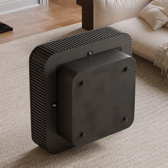 31.5'' Small Square Coffee Table with Storage, Fluted Coffee Table with Solid Wood Veneered, Mid Century Modern Wooden Center Table, Accent Tea Table for Small Space Living Room Apartment, Black