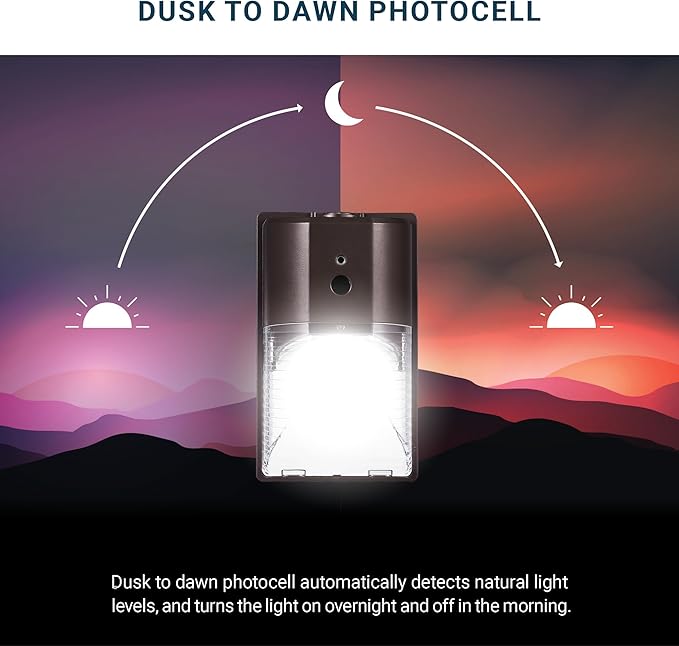 PARMIDA (2 Pack) Mini LED Wall Pack Light 26W Dusk to Dawn Photocell Sensor, 3000lm, 150W Equivalent, IP65 Waterproof, 5000K, ETL, 100-277VAC Outdoor Wall-Mount Area Exterior Security Lighting, Bronze