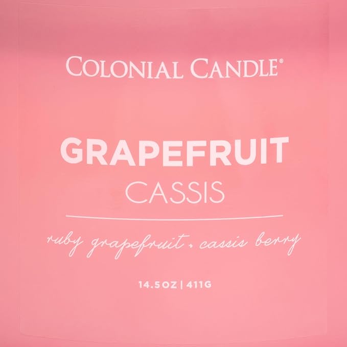 Colonial Candle Pop of Color Grapefruit Cassis 14.5 Oz Scented Matt Glass Jar Candle,Three Premium Cotton Wicks