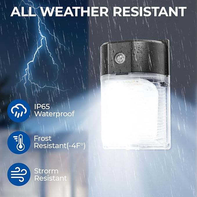 CINOTON 26W LED Wall Pack Light with Dusk to Dawn Sensor, 3CCT 3000K/4000K/5000K, 26W/18W/13W Switchable, [100-277Vac] IP65 Waterproof Outdoor Security Flood Lighting for Garage Warehouse 2 Pack