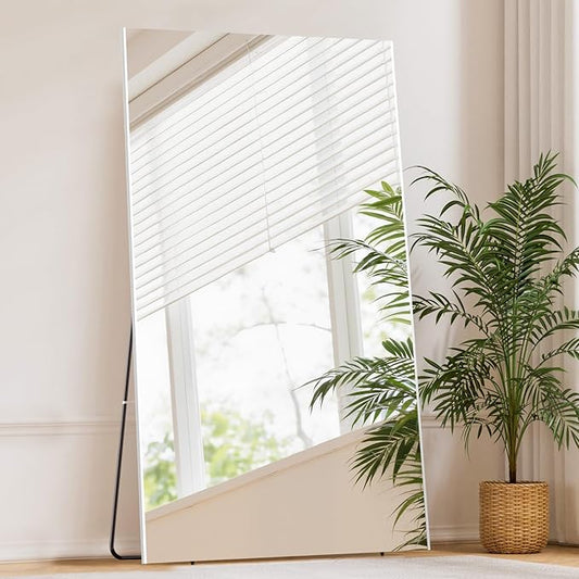 76"x34" Full Length Mirror with Stand, 3-in-1 Usage, Shatterproof Glassless Floor Mirror for Living Room Cloakroom Bedroom Kids Room Boutique Dorm Store, Child & Pet Friendly (White)