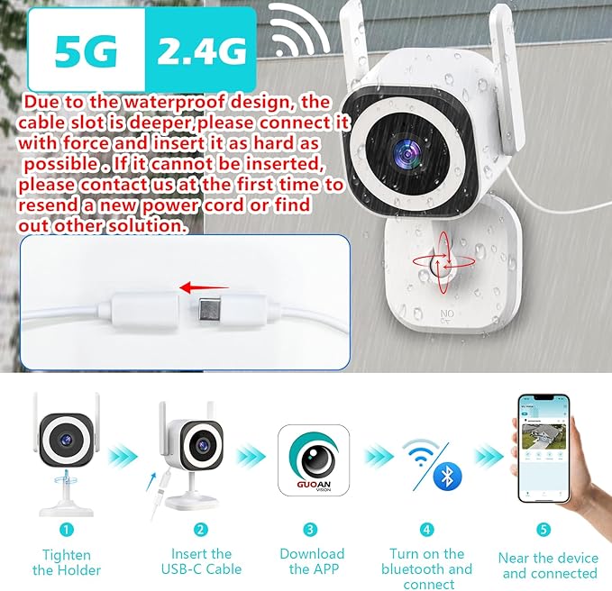5G Outdoor/Indoor Security Camera,3MP Baby Monitor Cameras for Bedroom/Elder/Dog/Pet Camera,IP66 Waterproof,Night Vision, Motion Detection, Alarm Siren, Two-Way Talk, SD/Cloud -2Pack
