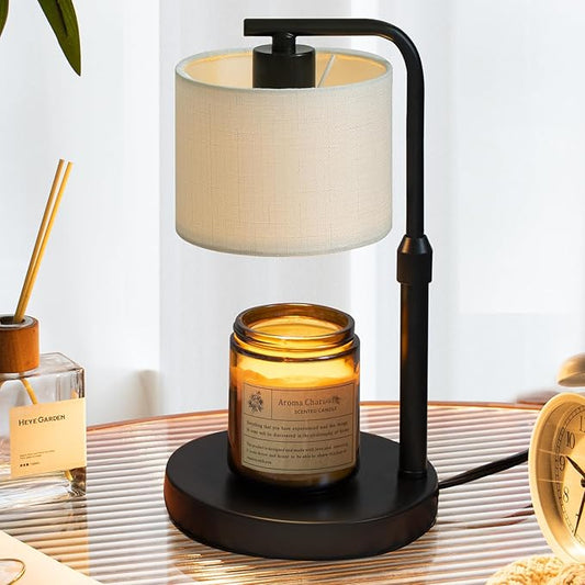 Dexnump Candle Warmer Lamp with Timer, Dimmable Candle Wax Warmer with 2 Light Bulbs, Height Adjustable Electric Candle Lamp for Scented Candles, Home Room Decor, Gifts for Women Mom (White)