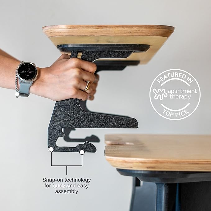 HOEK Desk Bundle, Modular Work from Home Desk with Monitor Shelf, Under Shelf, Side Hook and Wall Cleat, Compact 47.5" x 23", Durable Laminate Surface, Easy Tool-Free Assembly (Birch/Black)