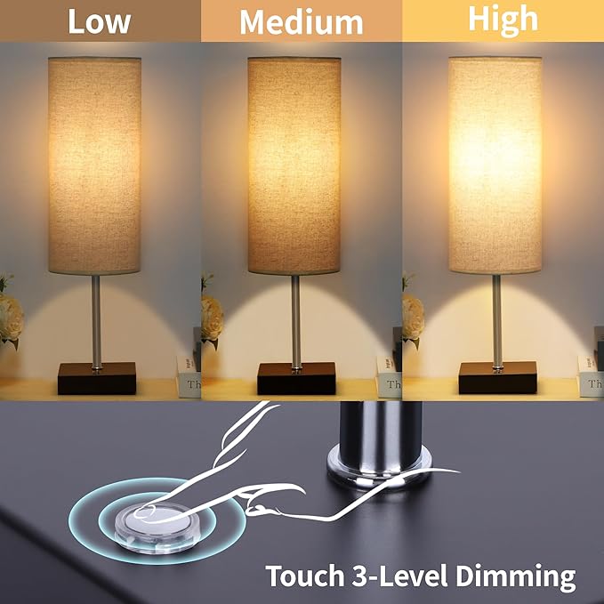 AVV Cordless Table Lamp, 5000mAh Battery Operated Lamp for Night Stand, 3 Modes Battery Powered Wireless Table Lamp, Touch Control Rechargeable Lamp for Bedroom, Living Room, 18 Inch Beige