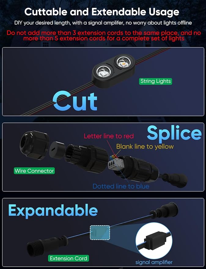 APPECK Permanent Outdoor Lights Pro 200ft, 144W RGBCW Eaves Lights with 144 LED Lights, 80lm, Cuttable, 111 Scene Modes, IP67 Waterproof Lighting for Christmas Decoration, Work with Alexa, Black