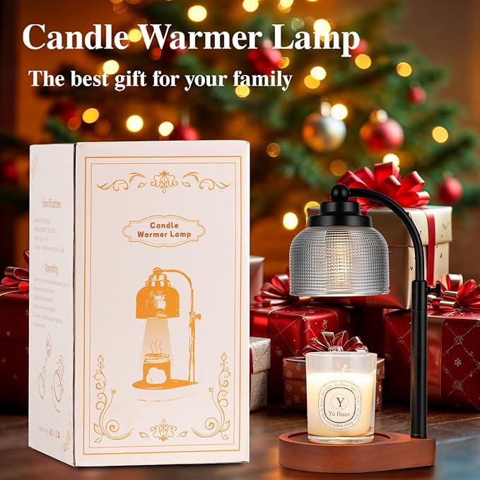 Candle Warmer Lamp with Timer Dimmer, Birthday Gifts for Women Mom Sister, House Warming Gifts Vintage Home Decor, Adjustable Height Wax Melt Warmer for Jar Candles with 2 Bulbs