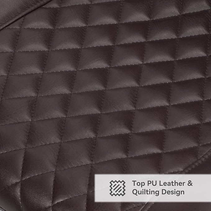 Modern Dining Chairs Set of 6, Top PU Leather Upholstered Dining Room Chairs with Metal Legs, Dark Brown