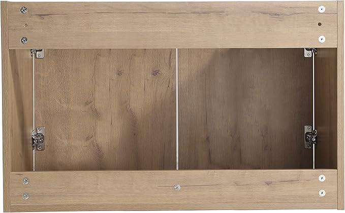 Goujxcy 30" Wall Mounted Vanity With Sink, Modern Floating Cabinet With White Resin Wash Basin & Storage, Soft-Close Door Plywood Hanging Bathroom Cabinet (Imitative Oak)