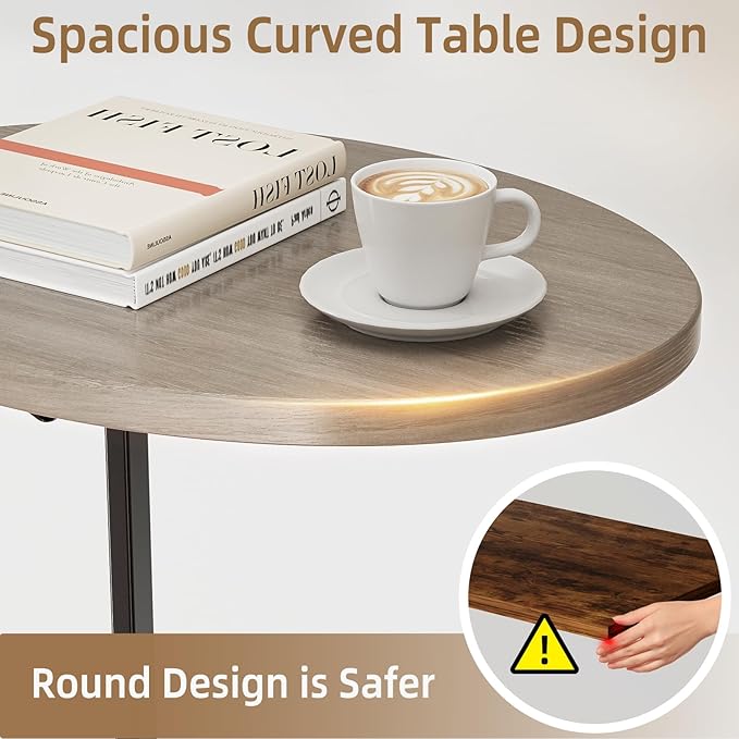 Elbourn Folding Side Table End Couch Tables,Metal Frame C-Shaped TV Stand for Sofa Living Bedroom Bedside Coffee Small Spaces (Gray)