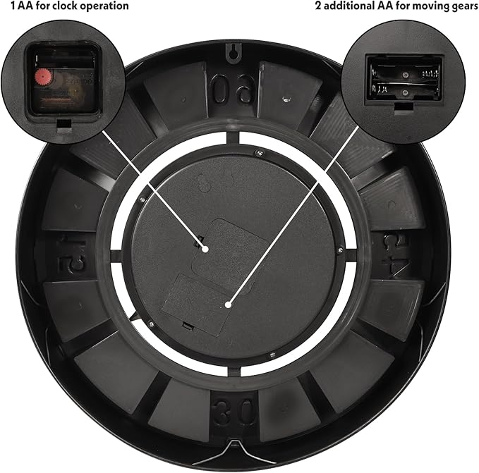 October Elf Large Real Moving Gears Wall Clock 18 Inch Vintage Industrial Steampunk Large Big Metal Wall Clock for Living Room Decor (18 Inch Golden Arabic Numerals)