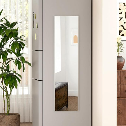 47"x12" Magnetic Mirror Lightweight Full-Length Mirror | Strong Adhesion, Easy Installation | Suitable for Refrigerators, Glass Walls, Wooden Doors, and More | 8.2kg Ultra-Strong Support | Silver