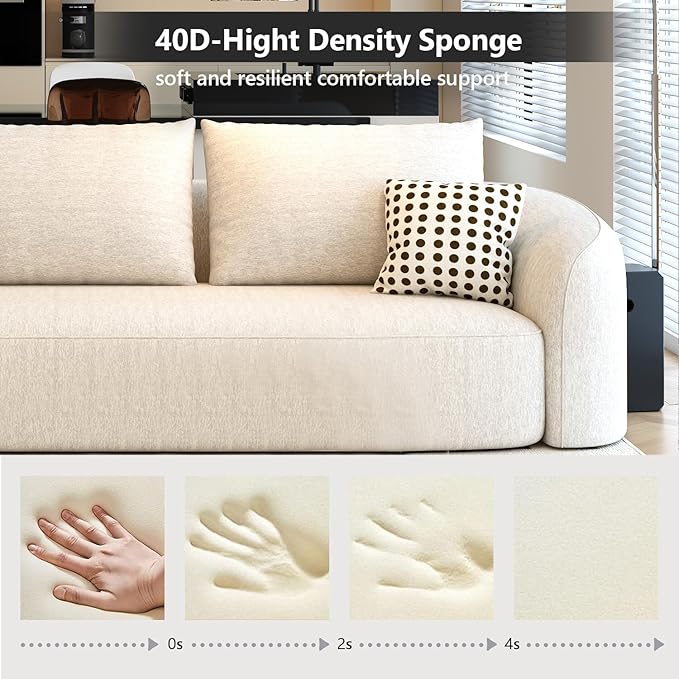 138.6" Modular Sectional Couches Luxury Modern Curved Back Sofa,Minimalist Comfy L-Shape Boneless Cloud Couch for Living Room Apartment,(Left Facing Chaise,White)