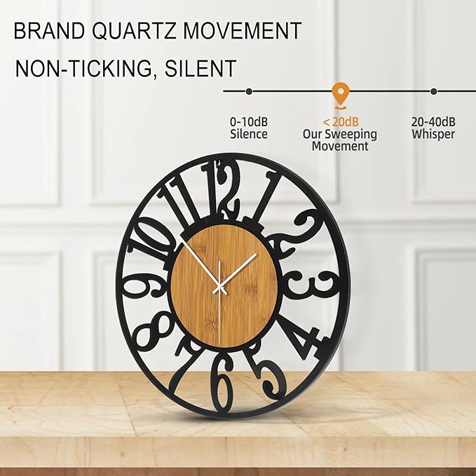 Large Wall Clock for Living Room Decor, 32 Inch Non Ticking Silent, Battery Operated Modern Vintage Oversized Wall Clock for Bedroom Kitchen