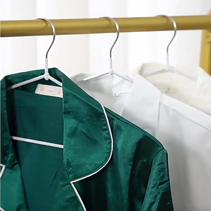 ‌Stainless Steel Heavy Duty Hangers - Non-Slip Rubber Coated, Space Saving Ultra Thin Design for Coats, Pants & Dresses (24 Pack, White)