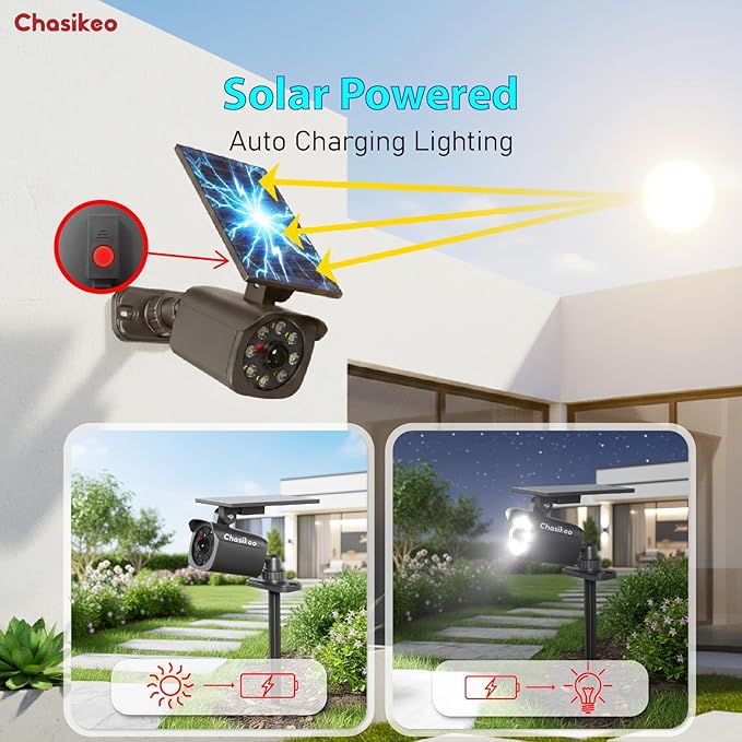 Chaiskeo Solar Motion Lights Outdoor, Solar Spot Lights with Motion Sensor, IP67 Waterproof Solar Powered Security Lights, LED Spotlight for Garden, Yard, Pathway, Fence, Driveway(1 Pack)