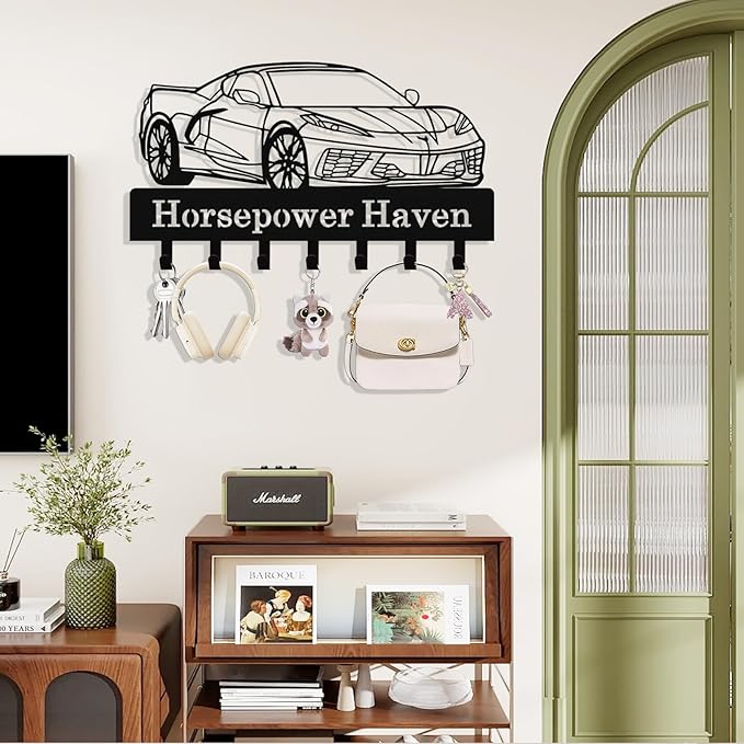 Personalized Key Holder Wall Mount, Custom Metal Car Keys Holder for Wall with Name, Wall Key Hanger Rack with Hooks for Entryway, Front Door, Living Room, Kitchen, Bathroom, Garden