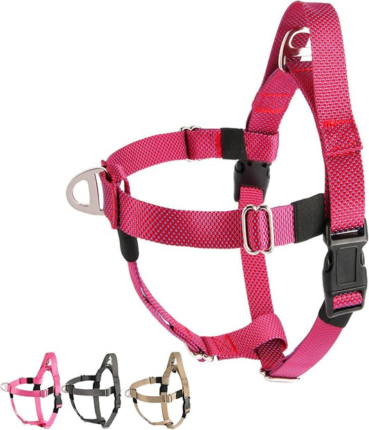 Annchwool Adjustable Dog Harness-Lightweight No Pull Dog Harness with Handle for Small & Medium and Large Dogs-Front Clip Easy for Walking Vest Harness(Red,XL)
