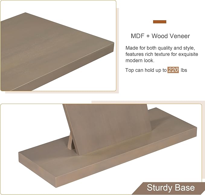 Modern Unique Console Table 59.8-Inch Long Entry Sofa Table Accent Furniture for Living Room Hallway Entryway, Taupe