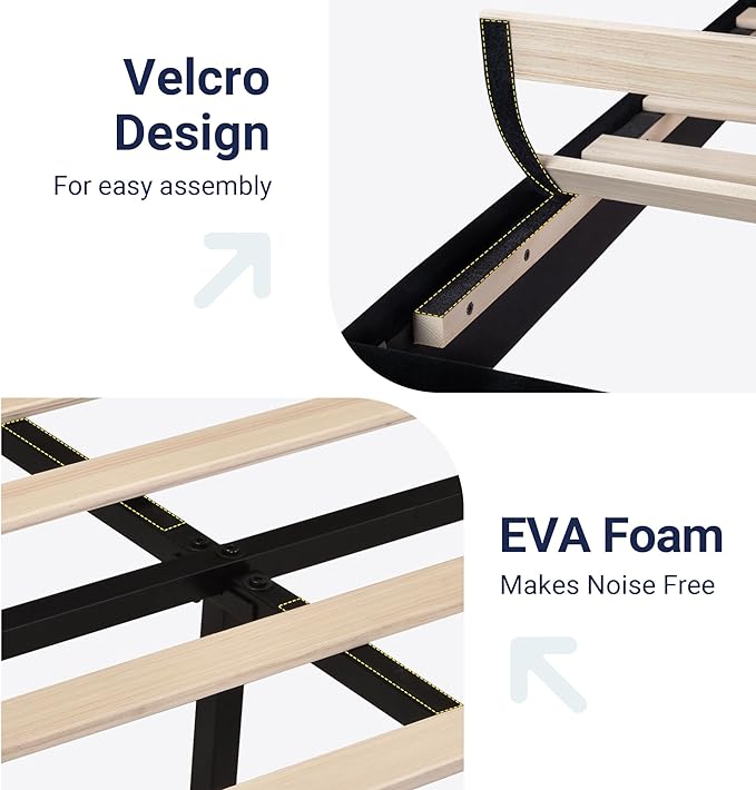 Allewie Full Size Platform Bed Frame with Velvet Upholstered Headboard and Wooden Slats Support, Fully Upholstered Mattress Foundation/No Box Spring Needed/Easy Assembly, Black