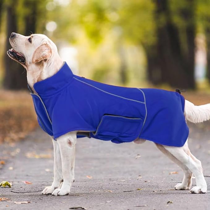 MIGOHI Dog Coat,Dog Jacket Waterproof,Winter Coat Windproof,XXL Fleece Jacket for Dogs Boy Girl,Cold Weather Coats for Dogs Hiking Camping,Golden Retriever,Labrador,Weimaraner,2XL,Blue