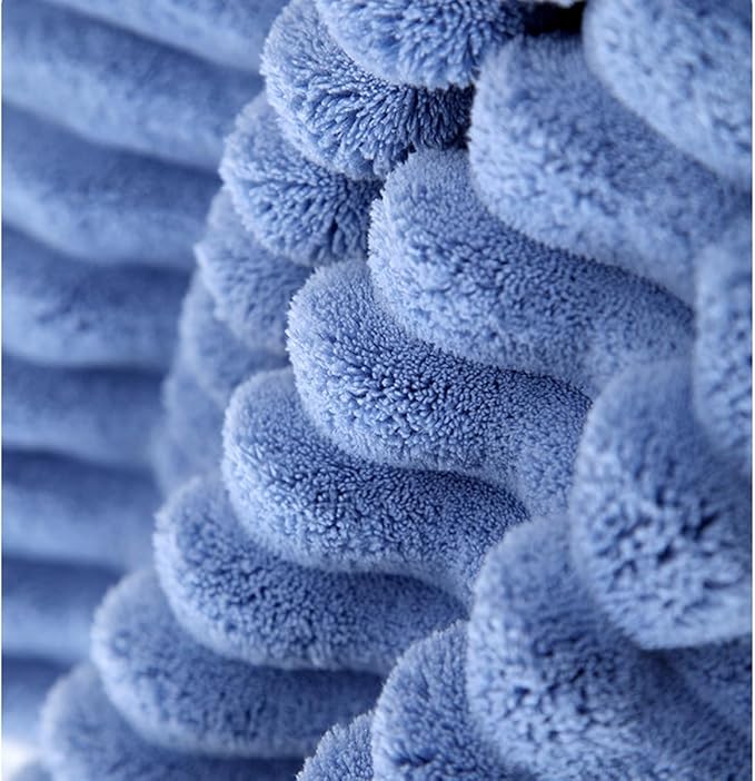 SOFTBATFY Soft Washcloths 12 Pack, High Absorbent Microfiber Ribbed Essential Washcloths for Bathroom, Home, Hotel, Spa, Beach, Pool, Gym (Washcloth - Set of 12, Blue)