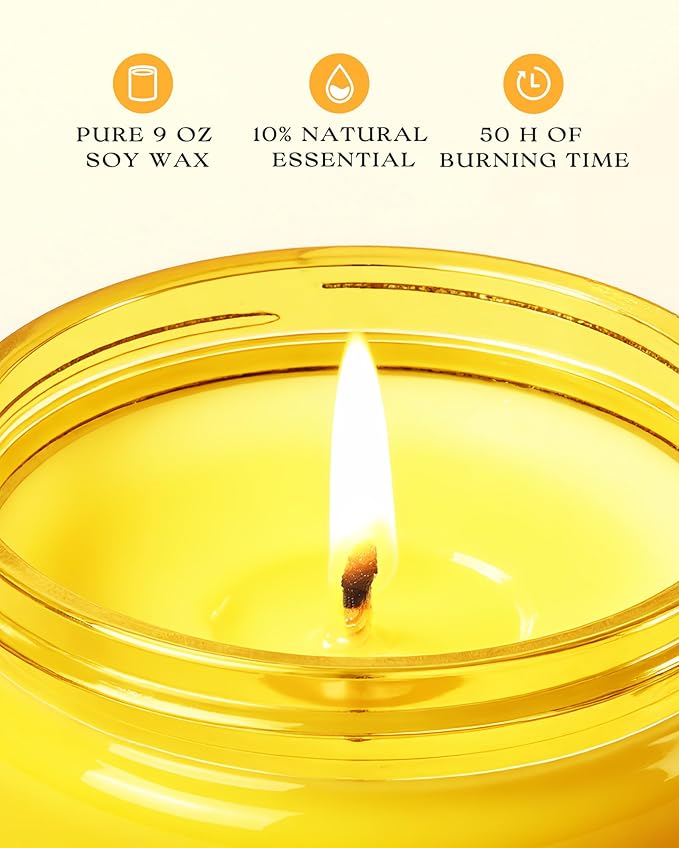 AOOVOO 6 Pack Citrus Lemon Odor Eliminating Highly Fragranced Candle - Eliminates 95% of Pet, Smoke, Food, and Other Smells Quickly, Air Freshing Soy Candle