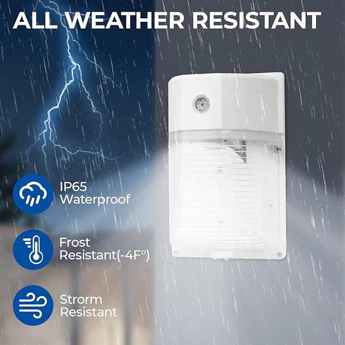 CINOTON 26W LED Wall Pack Light with Dusk to Dawn Sensor, 3000LM [100-277Vac] LED Wall Lights IP65 Waterproof Outdoor Security Flood Lighting for Garage Warehouse Garden 5000K-Daylight 2 Pack