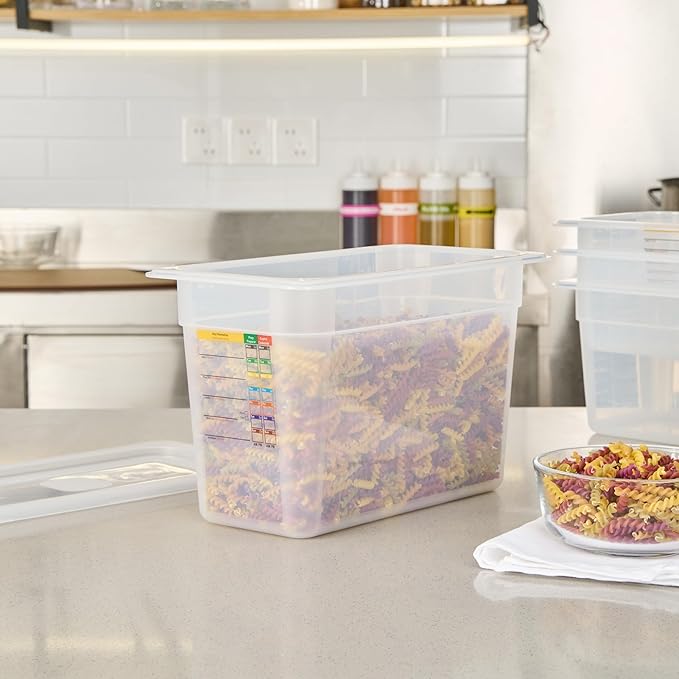 Restaurantware Food Pans Pack of 10 Plastic Rectangle Food Containers 1/3 Size with Traceability Label, Storage Containers Dishwashable Hot Cold Friendly for Restaurants Buffet Commercial Use