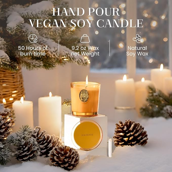 M&SENSE Natural Soy Candle | Pumpkin Apple Pie & Orange | 9.2 oz, 50H Burn Time | Luxury Scented Candle for Relaxation, Gifting, Home Décor | Ideal for Bedroom, Office, Party Ambiance