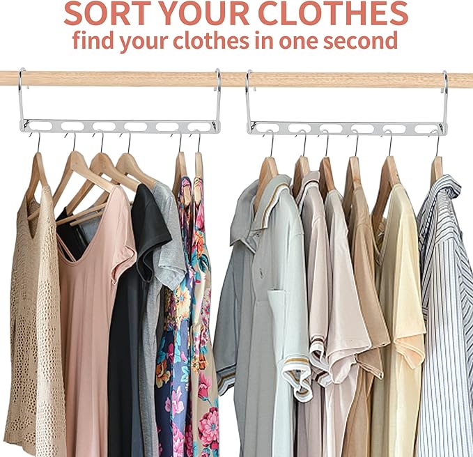 Hangers Space Saving, 12 Pack Metal Hanger Organizer, Closet Space Savers, Collapsible Magic Hangers for Heavy Clothes, Closet Organizers and Storage, College Dorm Room Essentials