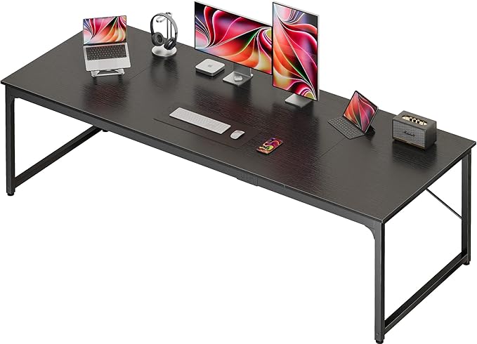 PRAISUN 78.7 X 29.5 Inch Computer Desk with Deeper Desktop, Long Gaming Office Writing Work Desk for Home Office, Study, Bedroom, Work from Home, Metal Frame, Black