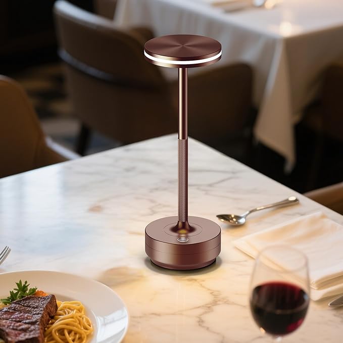 Hapfish 2 Pack Cordless Table Lamps Rechargeable, 5000mAh Battery Powered Lamp, 3 Color Modes, Dimmable, LED Table Lamps for Living Room,Outdoor, Dinner,Patio,Restaurant – Brown