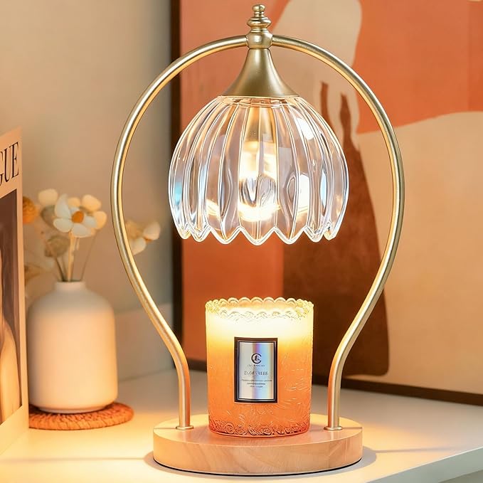 Candle Warmer Lamp with Timer - Dimmer Electric Candle Warmer for Jar Candles - Wax Warmer Unique Birthday Gifts for Women Mom House Warming Gifts New Home Room Decor