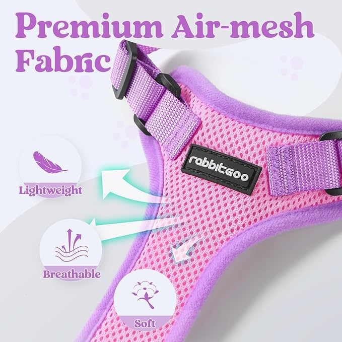 rabbitgoo Cat Harness and Leash Set, Escape Proof Soft Adjustable Vest Harnesses for Outdoor Walking, Easy Control Breathable Kitten Jacket with Reflective Strips, Pink & Purple, XS