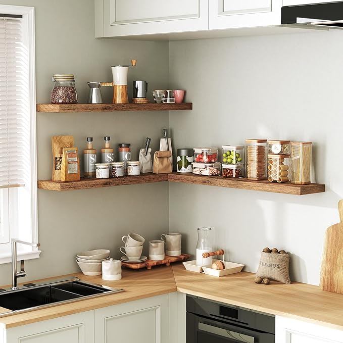 Floating Shelves for Wall, 1.5" Thick Wall Shelf Set of 3 with Invisible Brackets, L31.5 x W7.9 Hanging Shelves Farmhouse Home Decor for Bathroom, Living Room, Bedroom, Rustic Brown 8301BJP3BF