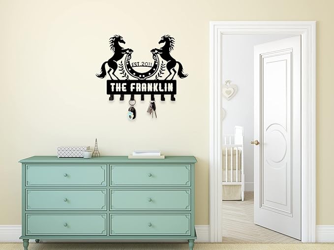 Horse Key Holder for Wall, Personalized Name Key Rack, Wall Mounted Key Hooks,Personalized Key Holder Decorative