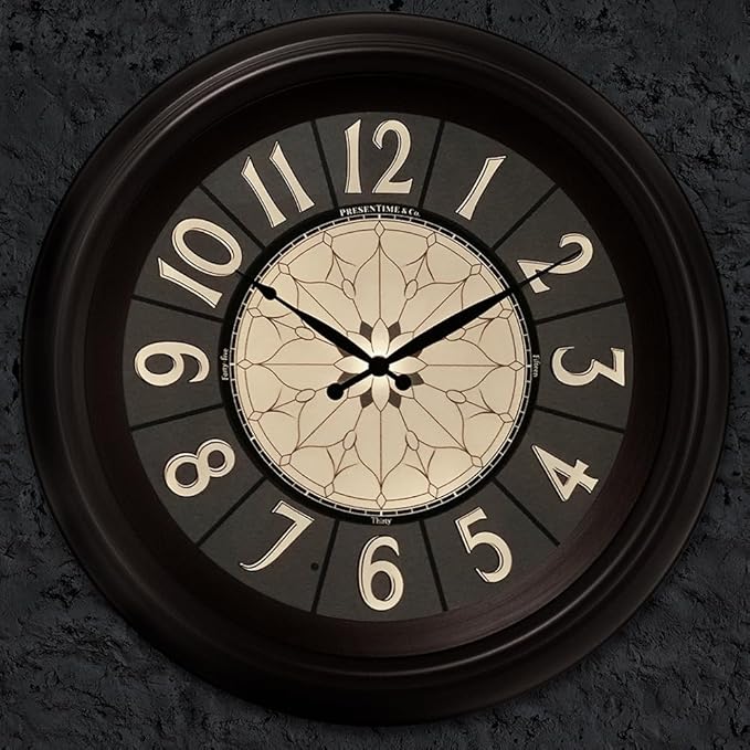 Presentime & Co. 18" Luminous Large Wall Clock, Oil Rubbed Bronze Finish, Night Light, Lighted Clock with Smart Sensor to Turn on/Off Lights. Wall Décor for Living Room, Dining Room, Kitchen.