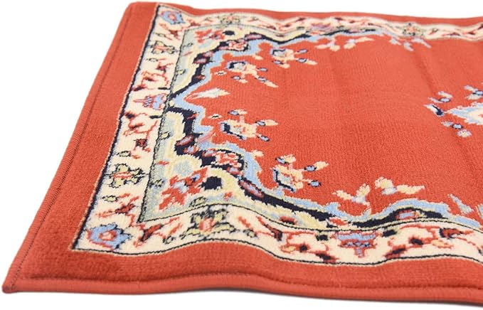 Unique Loom Reza Collection Traditional Persian Style Area Rug, 2 ft 2 in x 8 ft 2 in, Terracotta/Ivory