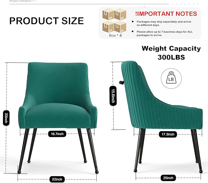 Velvet Dining Chairs Set of 8,Dark Green Upholstered Living Room Chairs with Black Metal Legs, Modern Tufted Accent Chairs for Living Room, Study Room, Kitchen