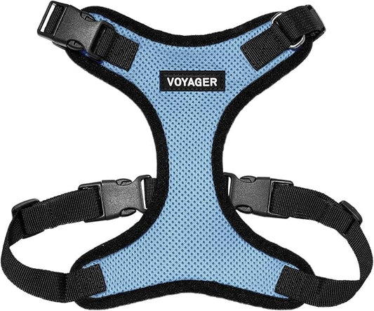 Voyager Step-in Pet Harness - All Weather Mesh, Adjustable Step in Harness for Cats and Dogs by Best Pet Supplies - Baby Blue/Black Trim, XS