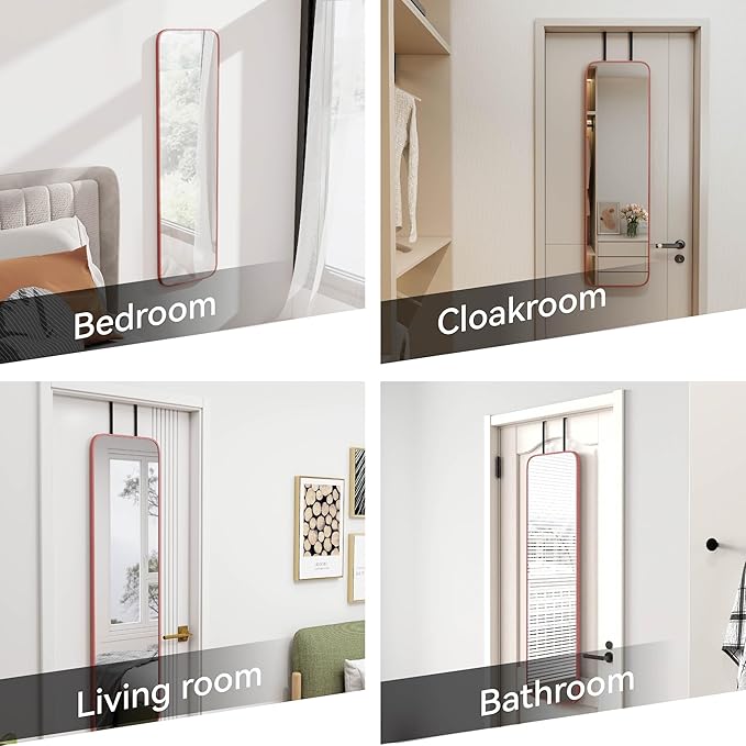 47x14 Mirror Full Body Length Door Hanging or Wall Mounted Metal Frame Dressing Mirrors for Entryway Girl Bedroom Bathroom Living Room 47 14 inch Pink Rose Gold