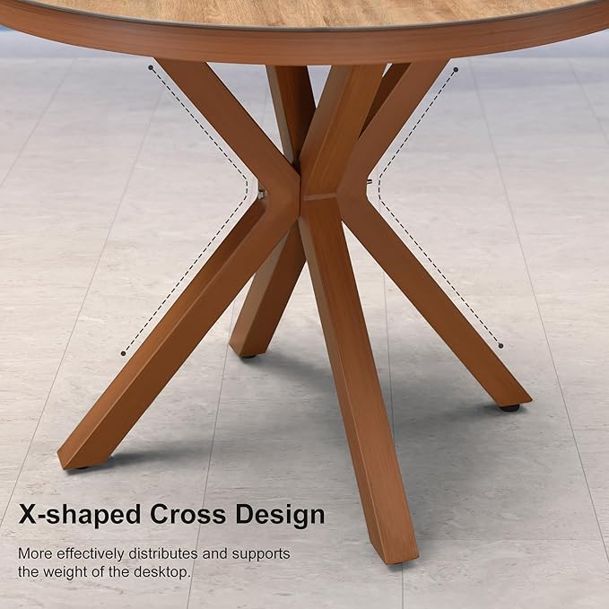 PURPLE LEAF 5 Pieces Round Dining Set Patio Aluminum Modern Oversize Round Table and Wicker Chairs with Cushions for Kitchen Porch Garden Outdoor Furniture Sets