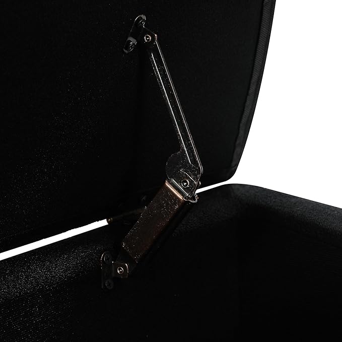 Homebeez 43" Half Moon Storage Ottoman Bench, Grainy Linen Fabric End of Bed Storage Chest with Nailhead Trim for Entryway Living Room,Dark Black