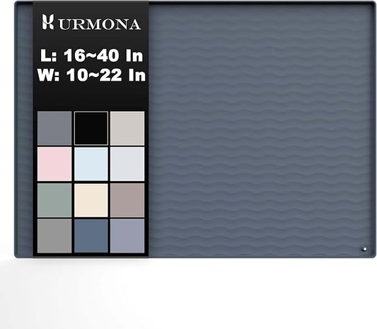 URMONA 40'' x 22'' Waterproof Silicone Under Sink Mat Cabinet and Counter Protector, Shelf Liner for Kitchen and Bathroom, Storage and Organizers, Litter Mat, Pet Cat Puppy Essentials（Charcoal）