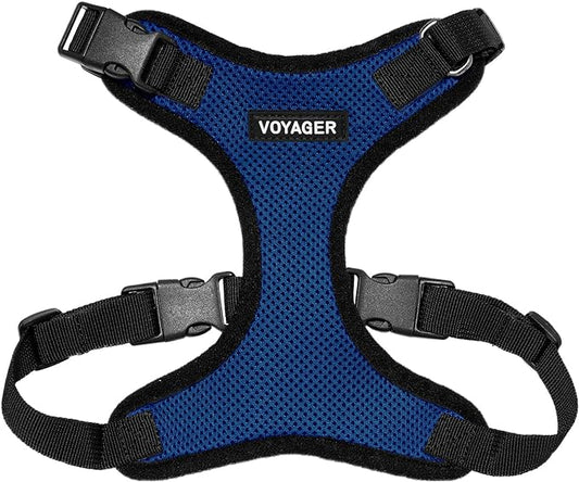 Voyager Step-in Pet Harness - All Weather Mesh, Adjustable Step in Harness for Cats and Dogs by Best Pet Supplies - Royal Blue/Black Trim, L