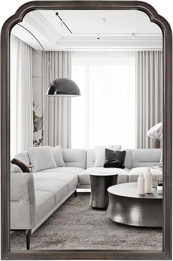 WallBeyond Wood Bathroom Mirrors for Wall Mounted, 20" x 30" Rustic Wood Frame Wall Mirrors Decorative for Living Room or Bedroom Vanity Mirror (Black)